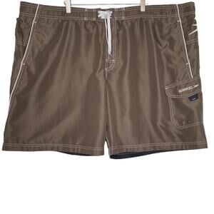 Speedo Marina Volley Swim Trunks Brown Knee Length Boardshorts Men's Size XXL
